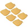 Generico Cuscino per Sedia Semicircolare in Velluto A Coste Lavabile 43x41x35 Cm con Fondo Antiscivolo e Lacci per Sedie da Giardino, Sedie da Pranzo o Sedie da Ufficio,Giallo,6PCS