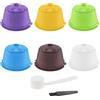 TQEONKL Capsule di caffè riutilizzabili per macchine Nescafé Dolce Gusto, confezione da 6 pezzi, capsule filtranti colorate ricaricabili con spazzolino per pulizia e cucchiaio dosatore