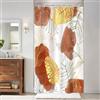 Uiiooazy Tenda Doccia Antimuffa, Tenda da Doccia 120x180cm Rossa Boho Chic Tropicale Astratta Foglie di Palma Verde Oro Tende da Bagno Tessuto Lavabile Impermeabile Tende Vasca da Bagno con 8 Anelli
