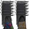 JYiuog Tasche a rete in nylon con coulisse e clip, borse portatili per riporre giocattoli, sport, stoccaggio, immersioni, attività all'aperto e molto altro ancora, nero