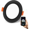 DUSKTEC Faretto LED 230 V, dimmerabile, APP e Alexa, set da 1 faretto da incasso a LED, piatto, nero, IP44, freddo e bianco caldo, 10 W, 1000 lm, diametro foro 100 mm - 110 mm