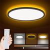 Bowfar Plafoniera LED, Lampada da Soffitto 24W 2800LM con Telecomando Dimmerabile 3000K-6500K, Luce notturna 1800K Ambra, Lampada da Bagno per Soggiorno Cucina Camera Ø29.5x2,5cm, Nero Rotonda