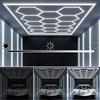Jatwefiv Plafoniera Esagonale a 14 Nidi d'Ape, Illuminazione LED Dimmerabile 3 Livelli con Cornice, 77000 Lumen 6500K per Autoriparazione, Magazzino, Officina,M