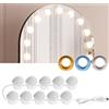 AURORIONCG Luci per Specchio Trucco, 10 LED Dimmerabili, 3 Colori, Adesive