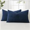 JOTOM Federe per Cuscini Decorativo in Velluto a Coste Morbide 40x60 cm Set di 2 Federe Decor per Cuscini con Texture a Bolle 3D Federa per Divano Sofà Camera da Letto (Blu Navy)