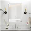 ANYHI Specchio Rettangolare da Parete 71 x 50 cm, Con Cornice in Metallo Nero, Moderno per Bagno, Ingresso, Camera da Letto, Montaggio Orizzontale/Verticale