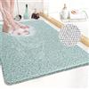 MORROWCAMP Tappetino da doccia in luffa, tappetino da bagno antiscivolo, tappetino da doccia antimuffa per doccia interna, 60x40Cm, con scarico, lavabile, ad asciugatura rapida, Bianco E Verde.