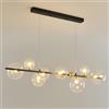Pilanp Lampadario lineare Creativo Lampadario Nordico G9 LED per Interni Lampadario di Vetro a Globo per Sala da Pranzo Ufficio Bar Isola di Cucina 8 luci 43.3in Luce a Sospensione