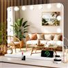 MAMIZO Hollywood Specchio Trucco con Luci,15 LED,50x40 cm,Specchio da parete,3 Temperature di Colore,Controllo touch e lente d'ingrandimento 10X,USB,Specchio da tavolo,specchio con luci make up,Bianco