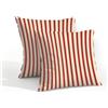 Mexpekil Confezione da 2 federe per cuscini da esterno, 40 x 40 cm, impermeabili, morbide, motivo a righe rosse, decorative, per divano, giardino, patio, decorazione della casa