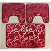 Corredocasa Tappeto Bagno Set 3 Pezzi o Tappeto Bagno Singolo 50X80 Antiscivolo Poliestere con Particolari Disegni e Fantasie (Bordeaux/Gold)