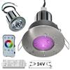 Planetitaly KIT SMART cromoterapia box doccia faretto RGB luce incasso IP65 24V lampada LED 12W centralina WiFi controllo vocale alimentatore RGBW 3000K luce calda (Silver spazzolato, KIT 1 pz)