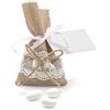 C.X.Y. 20pz Sacchetti Sacchetto rustici Iuta Naturale in Lino con Fiocco Pizzo Decorazione Matrimonio Tema Natura bomboniera (Nastro Etichetta COMPRESO)