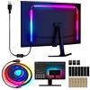 Herrselsam Striscia LED RGB RGB 133 cm per monitor PC da 32 pollici, striscia luminosa al neon, retroilluminazione PC, illuminazione LED USB con controllo app, confezione da 1
