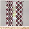 ABAKUHAUS Tartan Tenda a Pannello Set di 2, Plaid Motif Rombi, Trattamento della Finestra per Stanza e Camera da Letto, 2 pezzi 75 cm x 245 cm, Bianco Rosso Nero