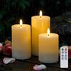 Rhytsing 3 Candele a LED da esterno IP44 con telecomando, candele resistenti all'acqua con timer per festa, giardino, balcone e patio, H 10/12,5/15 cm