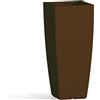 Decor Space Vaso Cromia Square quadrato e alto tinta unita in resina Made in Italy (90 cm, Marrone)