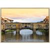 ConKrea QUADRO SU TELA CANVAS INTELAIATO - CON CORNICE - Ponte Vecchio - Firenze - Toscana Italia - 70x100cm - Stile Moderno Legno Naturale - (cod.3332)
