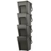 FEINZ Set 4x25L Pattumiera Differenziata - Robusto Contenitore per Riciclaggio, Impilabile con Coperchio e Manici - Nero con Simboli