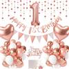 UDRKFOPK Palloncini Compleanno 1 Anno Oro Rosa,Decorazioni Compleanno 1 Anno,Compleanno Addobbi 1 Anno,Compleanno 1 Anno Bimbo,Decorazioni Compleanno 1 Anno per Bambine Bambini Decorazioni Festa