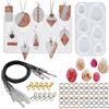 Attuslla 2 Pz Stampo in Resina in Silicone Geometria Stampi per Resina per Pendente e Fibbia Pendente, Corda di Cera Nera per Ciondoli, Collane, Gioielli Artigianali