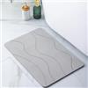 Pure 4Home Tappeto Bagno Diatomite Antiscivolo 60 x 39 cm | Tappetino Doccia Super Assorbente Asciugatura Rapida | Pietra Naturale Antimuffa | Diatomite Stone Bath Mat (Gray Waves)