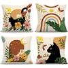 NymphFable Set di 4 Federe Cuscino Boho Gatto Nero 45 x 45 cm, Astratto Geometrico Velluto Federe Decorative per Soggiorno Moderno