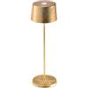 Zafferano, Lampada Olivia Pro con Foglia Color Oro, Lampada da Tavolo Ricaricabile e Senza Fili con Controllo Touch, Utilizzabile come Lampada da Interni, Dimmer, 2200-3000 K, Altezza 35 cm
