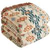 SE SOFTEXLY Coperta Boho 100% Cotone - Copriletto Boho in mussola double face 150x200cm, coperta patchwork, accogliente coperta per divano e copriletto, Beige/Brown