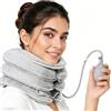 Penbinmall Gonfiabile per la trazione cervicale con design di allungamento a 3 strati e mentoniera, cuscino cervicale per alleviare il dolore, supporto per il collo, per la casa in viaggio (grigio chiaro)