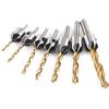 Kuuleyn Set di punte per trapano per smusso, punta per trapano svasatore in acciaio per carpenteria Utensile per alesatura per lavorazione del legno Gambo tondo con chiave esagonale(7pcs,3-10mm)