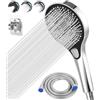 jutyum Soffione Doccia Alta Pressione Grande (130 mm) Con Tubo 1,5M, 3 Tipi di Getto, Risparmio Idrico