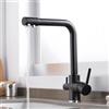 XJTNLB Miscelatore 3 Vie Cucina Nero Rubinetto a Tre Vie per Lavello Cucina a Doppia Leva 3 in 1 Miscelatore Cucina per Acqua Potabile