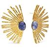 SINGULARU - Orecchini Sunbeam Blu. Acciaio con Placcatura in oro 18 kt e Pietra naturale. Gioielli da donna.