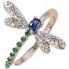 LMCIEZR Set di anelli a forma di libellula con zircone colorato AAA, carino realistico, alla moda, esplosione, animale, delicato, impilabile, anello carino per donne, anello Eternity, misura 6-10, Size 7