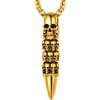 FaithHeart Punk Bullet Collana Teschio Gotico Cranio Teschi Scolpiti 3D Disposti Verticalmente Pendente Proiettile Casco Collana Uomo Acciaio Testa Design Originale