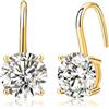 Diamond Treats Orecchini Pendenti Donna Argento 925 Placcato Oro 18K con Zirconia Cubica Bianca 8 mm, Piccoli Orecchini Punto Luce Rotondi Eleganti