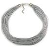 Avalaya Collana multifilo in argento metallizzato con cordoncino di seta color argento, lunghezza 50 cm, estensione di 7 cm, Misura unica, Cordoncini, Nessuna pietra preziosa