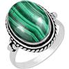 Sterling Silver Jewelry Anelli da donna con pietre naturali e sintetiche, in argento Sterling 925, realizzati a mano, gioielli alla moda con pietra portafortuna ovale, perfetti per anniversari e occasioni speciali, 20 7/8
