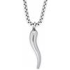 Hanary Collana in argento con corno italiano, ciondolo in acciaio inox, amuleto a forma di corno, catena veneziana, regalo per gioielli itali