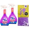 FEI FAN SET: 2x Profumatore Sgrassatore VIOLA, Profuma e Sgrassa Due Volte Di Più 600ml + Panno In Lattice SOFT Formato 30x30