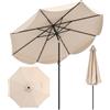 COSTWAY Ombrellone da Giardino 270 cm, Inclinabile 30° con 8 Stecche, Palo in Metallo, Parte Superiore Ventilata e Manovella, Anti-UV, per Spiaggia, Balcone e Terrazzo (Beige, 270 x 235 cm)