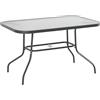 Outsunny Tavolo da Giardino con Foro per Ombrellone, Arredamento da Esterno in Metallo e Vetro 120x80x70cm Grigio