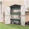 Homgoday Capannone da giardino esterno,Capannone da giardino in acciaio galvanizzato,Capannone in metallo Casetta da giardino per attrezzi marroni 116 x 45 x 175 cm