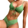 NONE Nuovo set bikini ad alta elasticità per l'estate 2025 due pezzi tinta unita con lacci costume da bagno donna sexy costume da bagno da spiaggia costumi da bagno