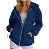Generico Felpa Donna Leggera con Cappuccio E Zip Maniche Lunghe Oversize in Cotone Morbido con Tasche Giacca Sportiva Casual Ideale per La Primavera E L Autunno Stile Comodo Moderno (Navy, L)