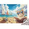 JWNDFKPVXZGL Gatto Spiaggia Lettura Puzzle 1000 Pezzi Carta per Adulti Barche a Vela Relax Concentrazione Regalo Casa 70x50cm/1000pcs