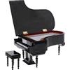 DuskHaven Pianoforte Miniatura Modellino 1/8 Accessorio Casa delle Bambole Strumento Musicale Legno Sgabello Adatto a Bambini Gioco Collezione, Nero