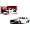 Jada Toys JDM Tuners 1:24 Scale Die-Cast 1986 (AE86) Toyota Trueno, porte apribili, interni dettagliati, pneumatici in gomma, da collezione, per età 8+ (bianco)