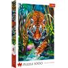 Trefl - Puzzle Tigre predatore - 1000 Elementi, tigre da caccia, spessore delle piante, immagine con una tigre, puzzle fai da te, intrattenimento creativo, regalo, divertimento, puzzle classici